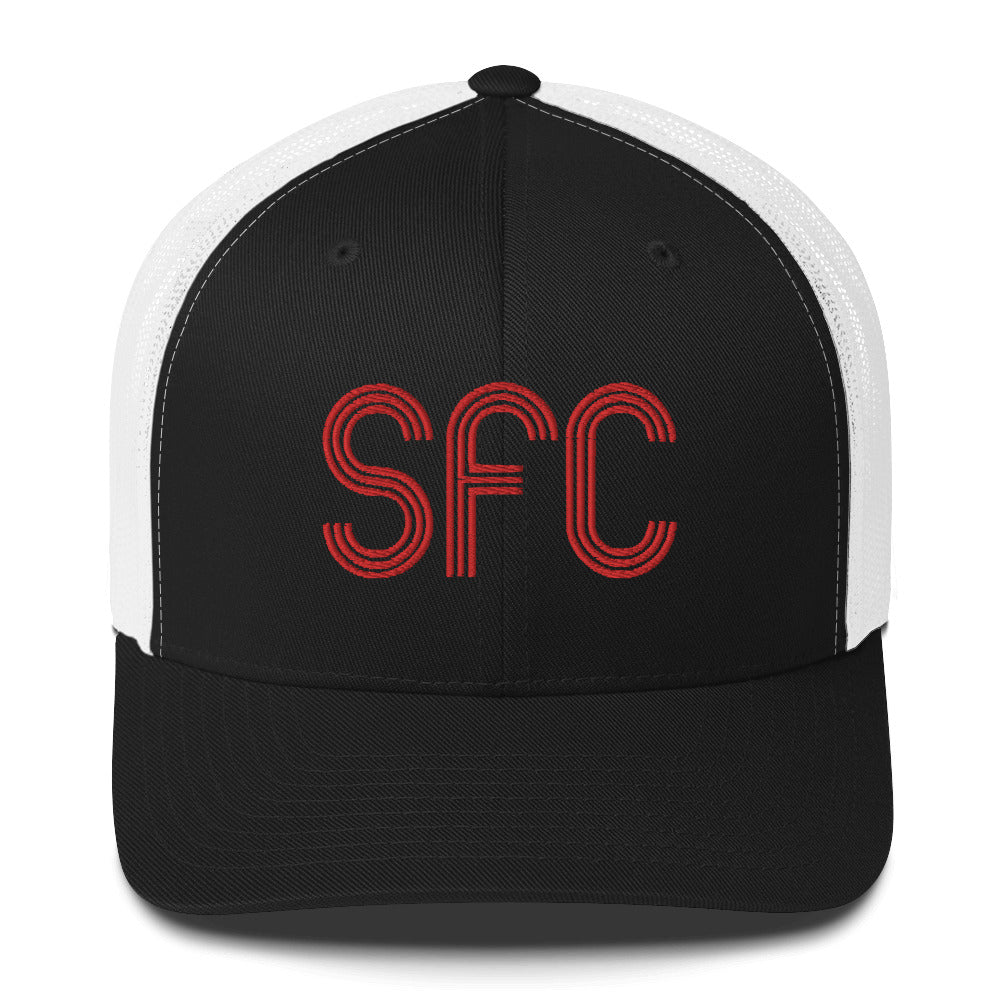 Black and White SFC Stripes Trucker Cap