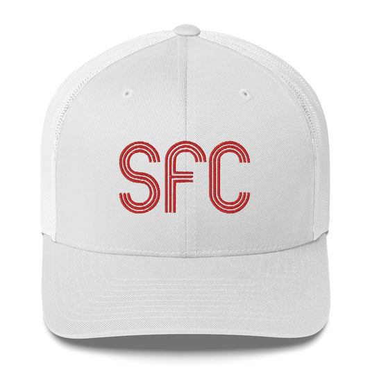 White SFC Stripes Trucker Cap